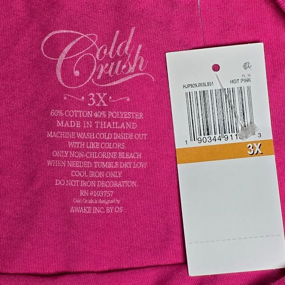 2/$15 Cold Crush "Beach Please" Graphic Tee in Hot Pink (3X) - Picture 4 of 4